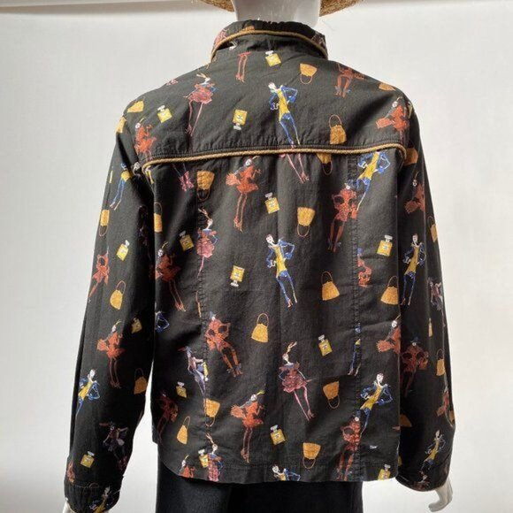Vanity Collection XL Black Button-Up Jacket With Vibrant Fashion Print - Picture 12 of 14